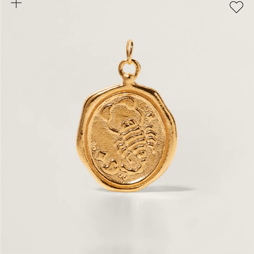 Stilnest Scorpio Zodiac Seal Pendant / Gold Coin Necklace 24k Gold Vermeil - Picture 4 of 6